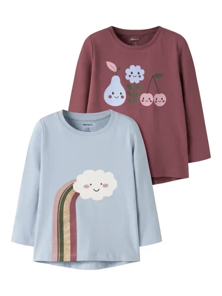 NAME IT Tricou NMFVIX verde închis / mov pastel / roz pal / burgundy roșu
