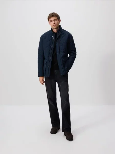 Стеганая куртка Reserved с высоким воротником синяя