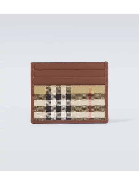 Portofel Burberry în carouri din canvas bej