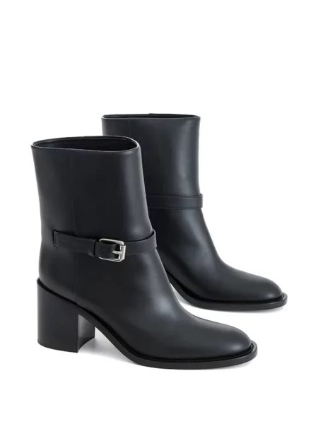 Botine Burberry din piele cu cataramă negru