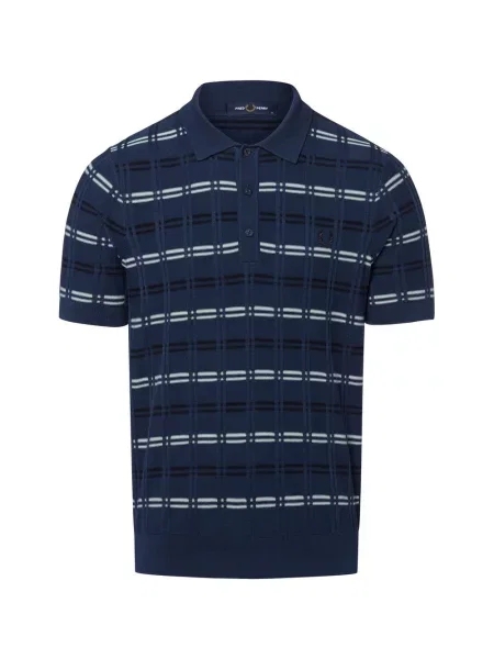 Fred Perry koszulka polo Mężczyźni niebieski|wielokolorowy w kratkę S niebieskie