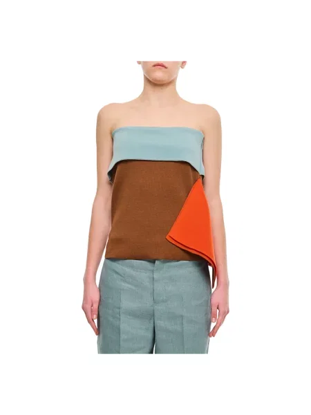 Wielobarwność top Fendi wełniany bez ramiączek