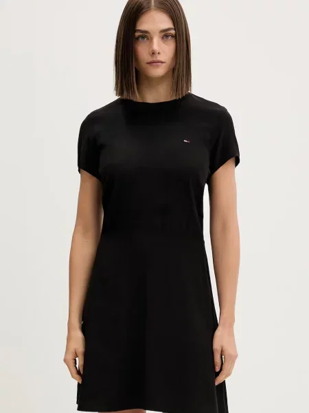 Tommy Jeans rochie de vară din vâscoză negru