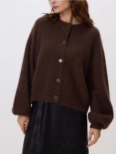 Reserved Кардиган із додаванням вовни темно коричневий