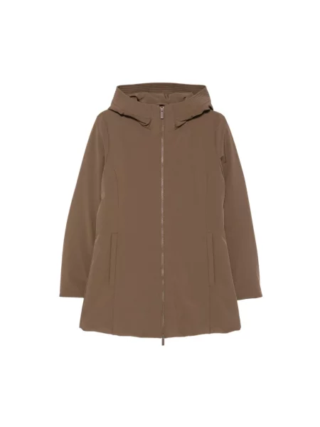 Parka Woolrich z kapturem brązowa