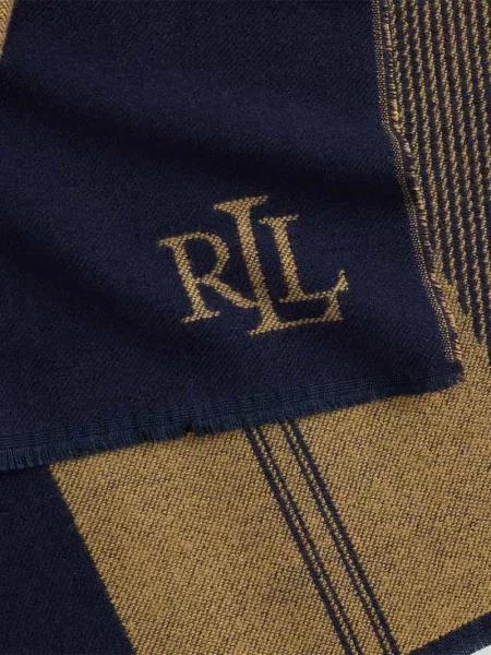 Szal z detal z logo Lauren Ralph Lauren granatowa