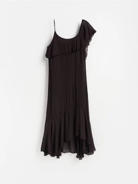 Reserved Rochie midi cu volănașe maro-închis maro
