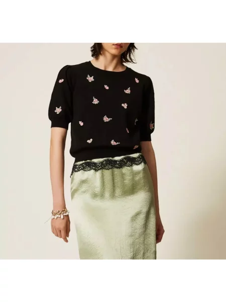Dzianinowy sweter Twinset czarny