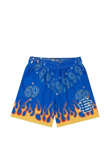 Pantaloni scurți Eric Emanuel cu imagine cu model paisley albastru
