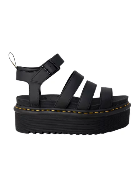 Sandały Dr. Martens skórzane na platformie na ramiączkach czarne