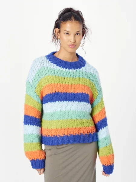 Nasty Gal Pulover / deschis / verde deschis / portocaliu albastru