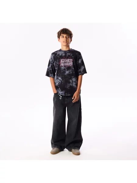 Reserved Baggy džíny s přívěskem šedá