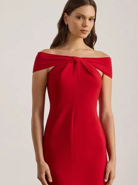 Šaty Lauren Ralph Lauren midi přiléhavé červená