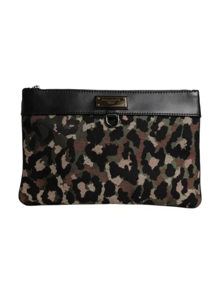 Wielobarwność torebka skórzana Dolce And Gabbana w panterkę żakardowa