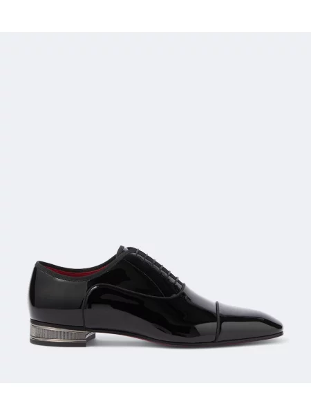 Kožená lakovaná šiltovka Christian Louboutin čierna