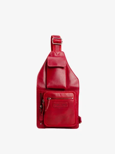 Кожаная сумка через плечо Hill Burry красная