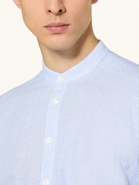 Strokesman's Košile Regular Fit S Lnem A Stojáčkem tmavě modrá bílá