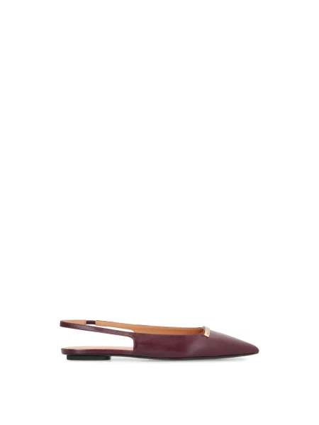 Balerinki Tod's skórzane z otwartą piętą czerwone