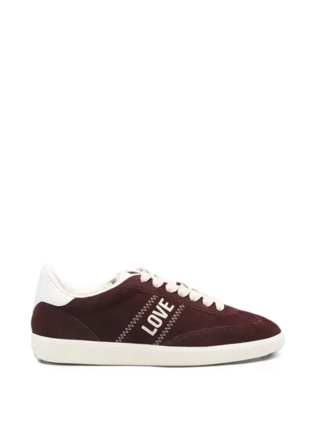 Sneakerși Love Moschino din piele de căprioară cu imagine roșu