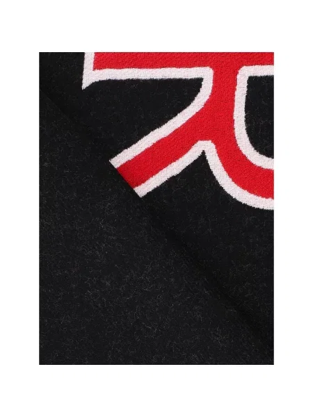 Szal Ferragamo wełniana z logo czarna