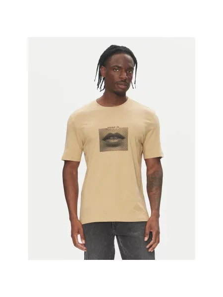 HUGO T-shirt Deterni Regular Fit bež