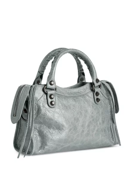 Кожена шопинг чанта Balenciaga сиво