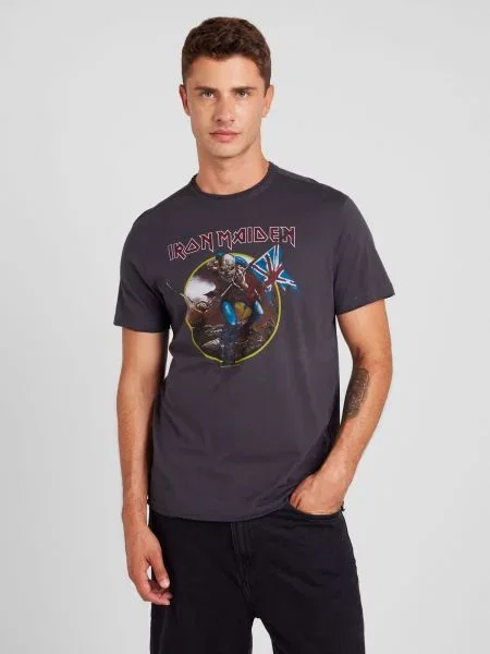 AMPLIFIED Tričko Iron Maiden Trooper žltá / tmavosivá / rubínová biela