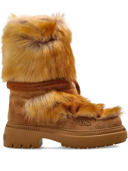 Sneakerși Fendi din piele maro