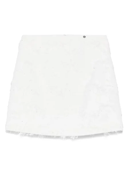 Fustă Nissa cu model floral din jacard alb