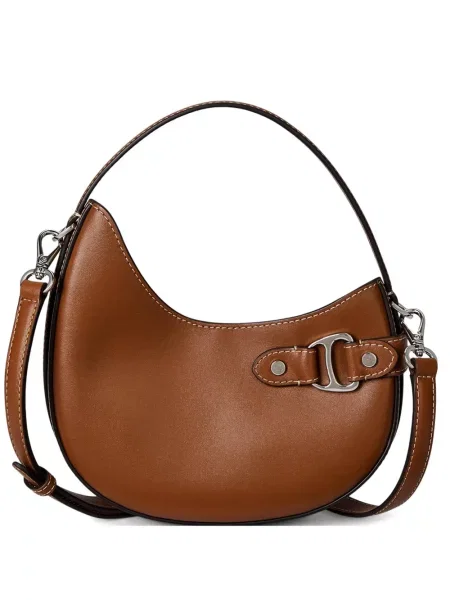 Geantă shopper Lauren Ralph Lauren din piele asimetrică maro