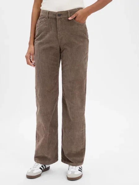 Noisy May spodnie sztruksowe NMYolanda Kobiety Sztruks jednolity brązowy