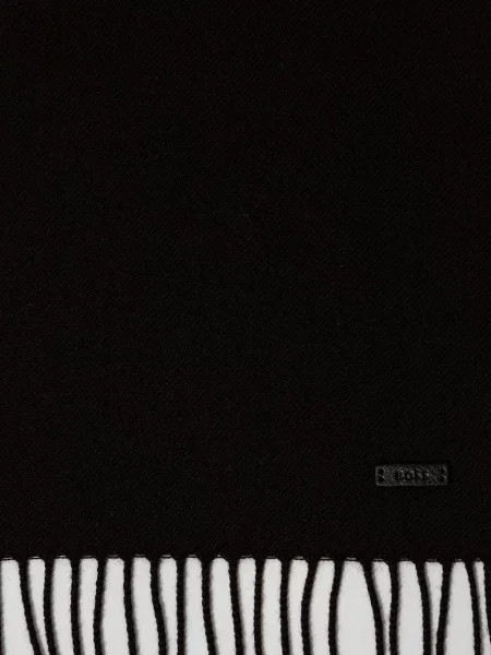 Шерстяной однотонный шарф Boss черный