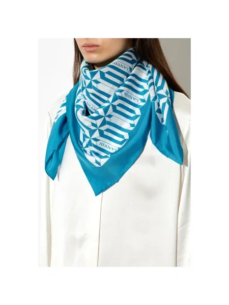 Chusta Lanvin z logo niebieska