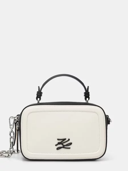 Karl Lagerfeld torebka crossbody skórzana K/AUTOGRAPH beżowa