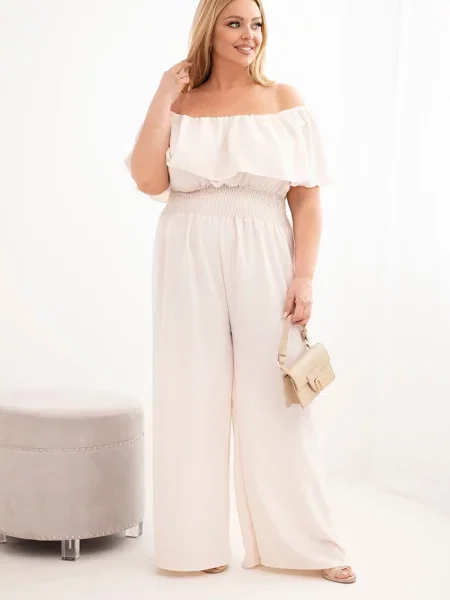 Salopetă Kesi Włoski cu volane alb