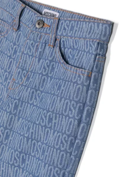 Jeansy straight leg dziecięce Moschino niebieskie