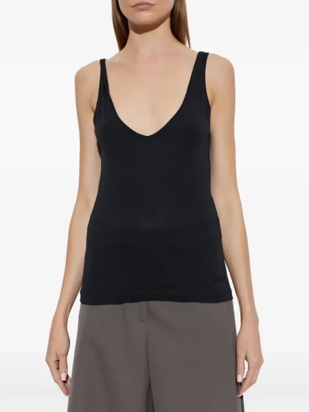 Top Balenciaga cu decolteu în V negru