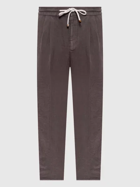 Льняные брюки Brunello Cucinelli коричневые