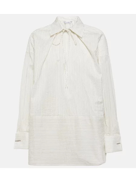 Cămașă Max Mara de mătase cu dungi alb