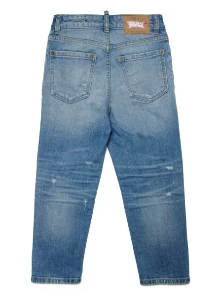 Jeansy straight leg dziecięce Dsquared2 niebieskie