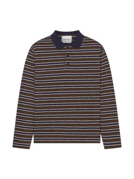Lung tricou polo Closed maro