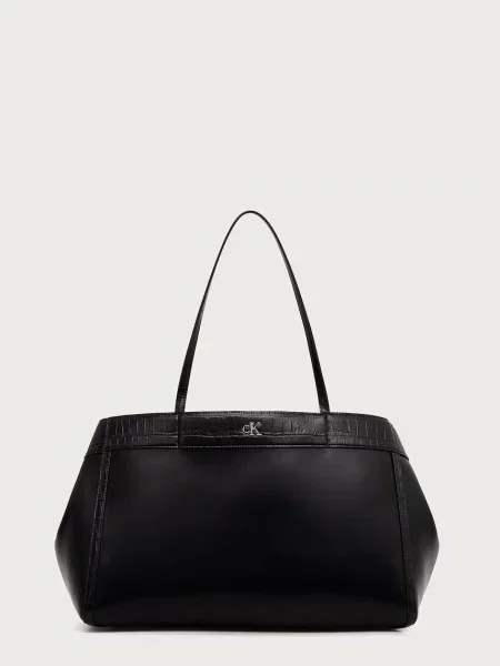 Calvin Klein Geantă Ck Croc Snap Large Tote negru