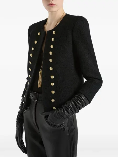 Geacă Balmain din tweed negru