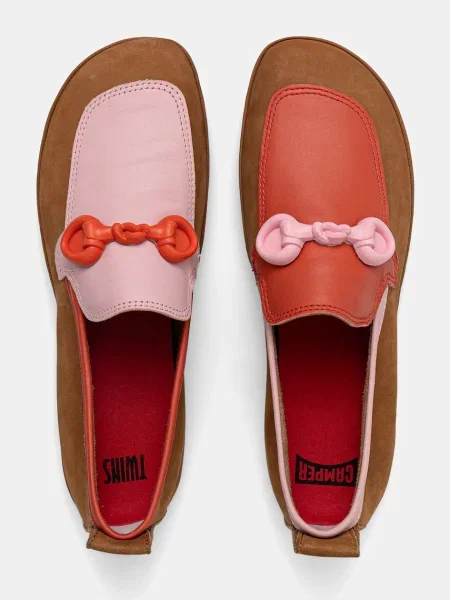 Кожени мокасини Camper TWS с равна подметка кафяво