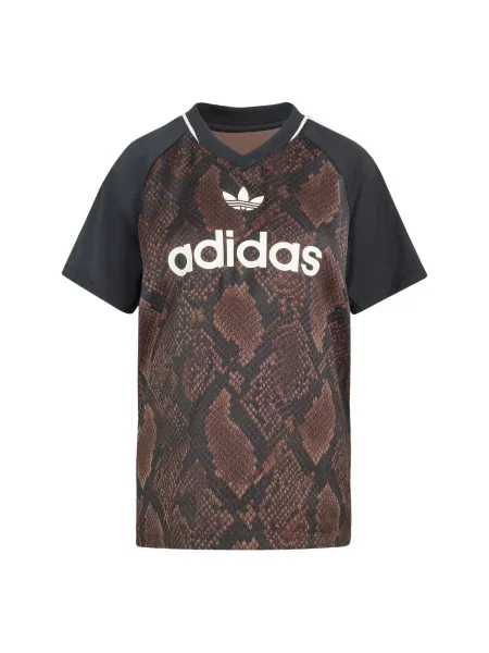 ADIDAS ORIGINALS Tricou SNAKE PRINT SATIN ciocolatiu / maro deschis / negru alb