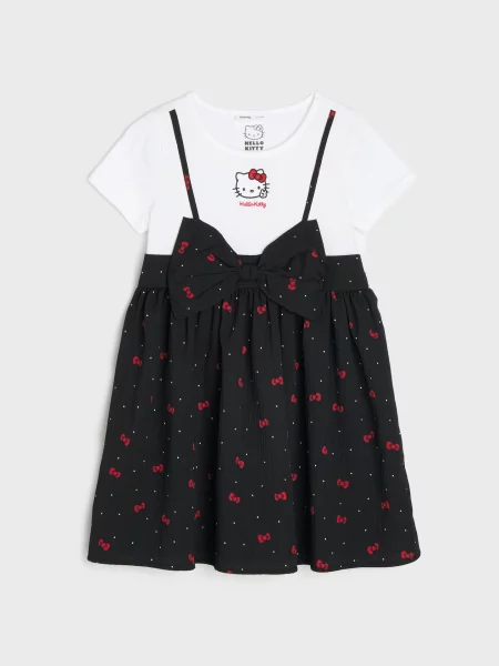 Sinsay Šaty s Ozdobnou Mašlí a Potiskem Hello Kitty vícebarevná