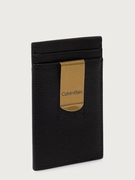 Calvin Klein etui za kartice usnjeni črna