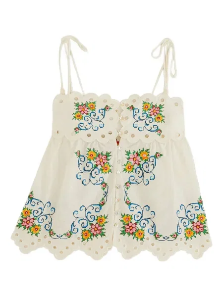 Top Farm Rio cu model floral alb
