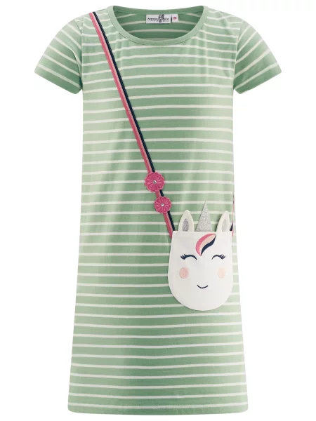 Happy girls Rochie verde pastel alb