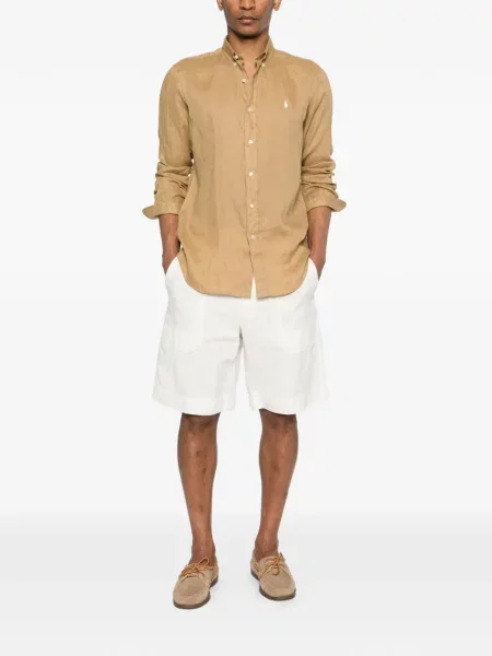 Tricou polo Polo Ralph Lauren din piele de căprioară scurt albastru